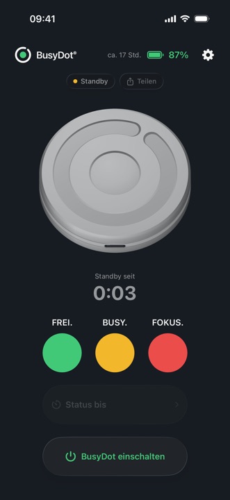 BusyDot-App: Standby, Licht aus